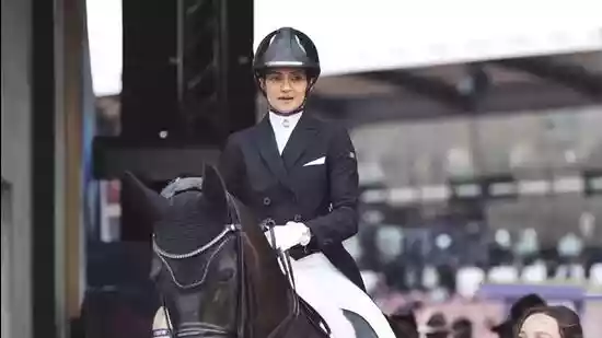 Astride Magnanimous, Vora scored 70.147 to finish behind China's Sarah Rao (73.794) in the Intermediate I - Dressage Individual event <b>New