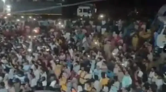 The protest began outside the Kaliachak 2 Block Development Office earlier in the day and was continuing late into the night. Seven judicial officers handling