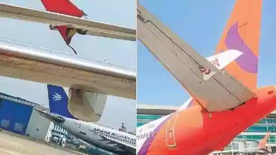 SpiceJet flight clips Akasa plane at Delhi airport
