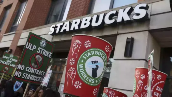 Starbucks workers and union members in England, Scotland and eight other countries are protesting on Wednesday in support of striking US employees