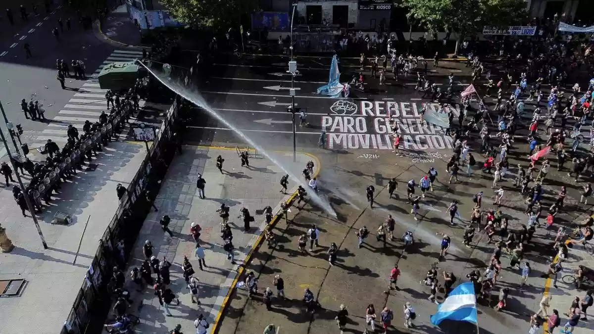 Striking Argentine workers clash with police in protest over labor reforms