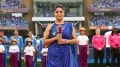 Singer Sunidhi Chauhan enthralled spectators as she took to Navi Mumbai's DY Patil Stadium to sing the national anthem for the girls in blue