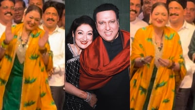 Sunita Ahuja, wife of Govinda, is no less than a social media sensation. Thanks to her brutally honest take on life and boisterous laugh, Sunita often makes headlines for her funny videos. This time, she channelled her inner Govinda as she grooved to her husband's iconic Main Toh Raste Se Ja Raha The at an event. The audience cheered for her as she took over the stage.