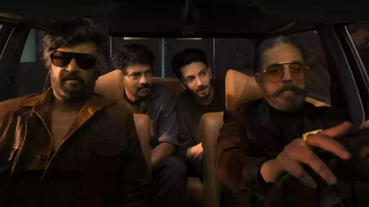 Kamal Haasan and Rajinikanth walk together towards a car, even as a catchy track (‘Aaja Raja’) plays. They get in. In what is a promo for the biggest Tamil