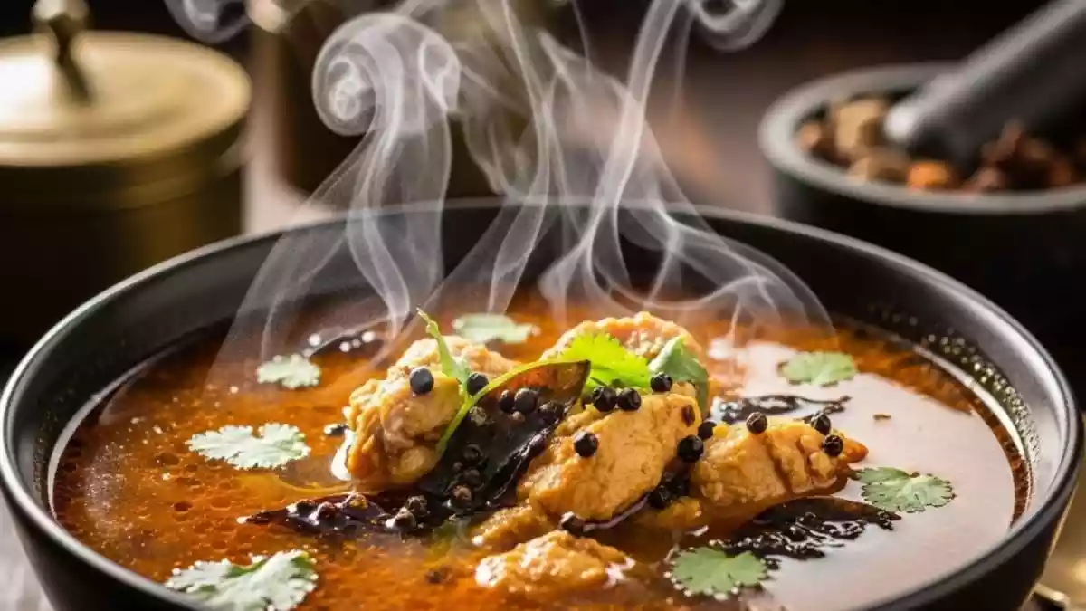 Hot chicken pepper bone broth is a comforting dish that warms the body and strengthens immunity during episodes of cold, cough, or seasonal flu