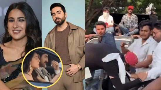 Tension broke out during the shooting of the Ayushmann Khurrana and Sara Ali Khan-starrer Pati Patni Aur Woh 2 in Prayagraj's Civil Lines area on Wednesday. A video surfaced showing a few local youths assaulting a crew member — reportedly the film's production head Zoheb Solapurwala. Another video appeared to show Ayushmann and Sara in a heated exchange.