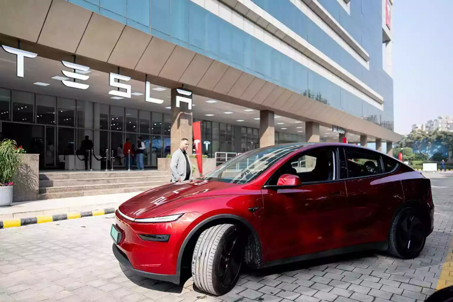 Tesla has opened its largest sales and service hub in India even as the EV giant struggles with weak sales in Asia's third-largest economy