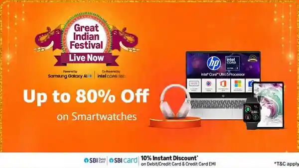The Amazon Great Indian Festival 2025 is officially live, bringing festive cheer to all shoppers across India. As part of the Diwali Sale, Amazon has unveiled grand opening deals on smartwatches, offering exclusive discounts. These deals feature flagship and budget friendly smartwatches from top brands, ensuring there's something for every wrist, whether you're looking for fitness tracking, luxury designs, or advanced health features.