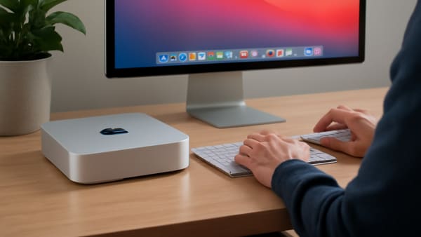 The Apple Mac Mini desktop packs solid performance into a small form. Powered by Apple's M1, M2, M2 Pro, M3, and M4 chips, it can easily manage everything from everyday tasks like document editing to more demanding jobs such as media editing or software development. Its small size allows it to fit into any workspace while still providing the processing power needed for various tasks.