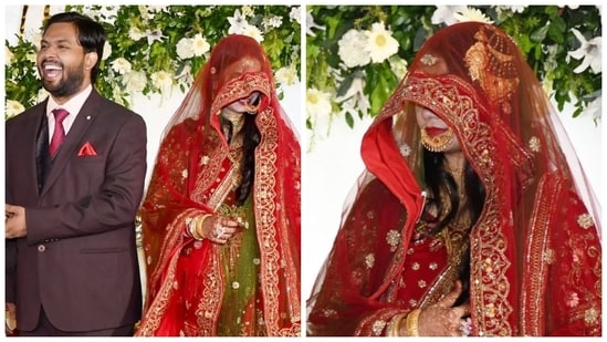 The newlywed couple, Khan Sir and AS Khan, celebrated their marriage with a lavish reception. AS Khan's bridal attire featured an embellished red lehenga. Popular educator Khan Sir hosted a grand reception party in Patna on June 2. The pictures from the celebrations are making rounds on the internet, marking his wife, AS Khan's, first public appearance. Let's decode what the newlywed couple wore.