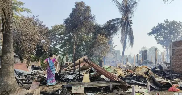 On the morning of December 24, Kalpana Dey stood outside the burnt remains of her shop and home at the Kheroni daily market in Assam. A day earlier