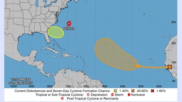 Tropical storm Dexter map: National Weather Service' Hurricane Center in Miami downgraded cyclone warning and has labelled it the tropical storm “Dexter.” According to the weather agency, the tropical storm is expected to move away from the US coast and stay north of Bermuda.