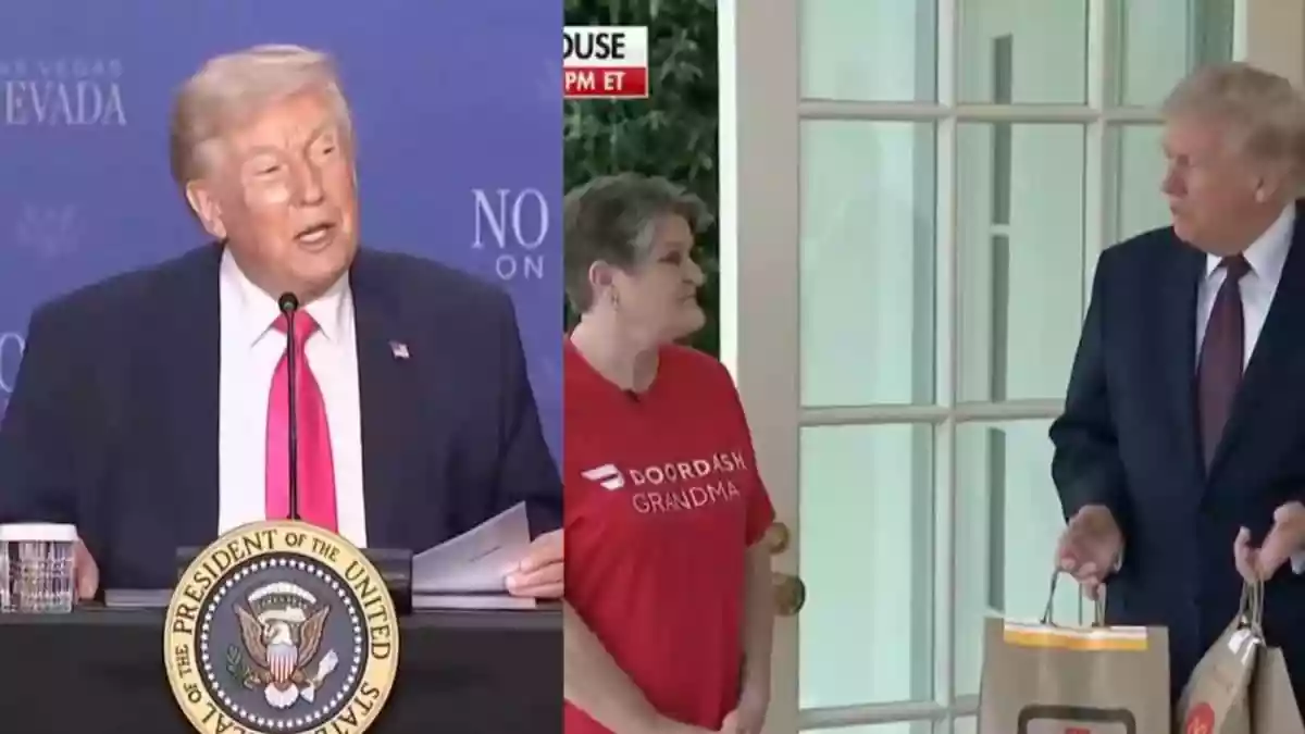 A viral video showing Donald Trump handing a $100 tip to a DoorDash delivery worker inside the White House has taken over social media