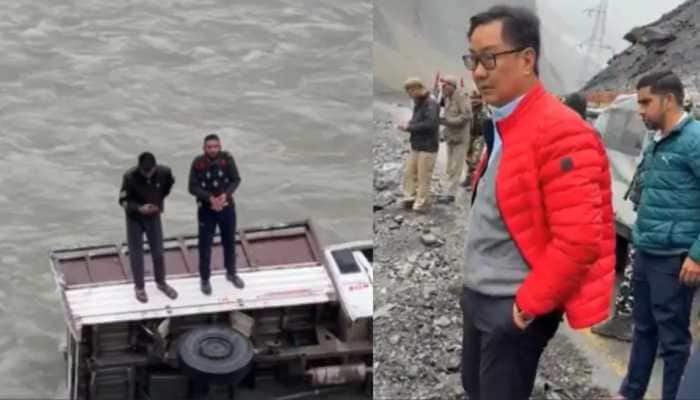 Union Minister Kiren Rijiju's convoy played a heroic role in a dramatic rescue in Ladakh, saving two people after their vehicle fell into a river. Union Minister Kiren Rijiju's motorcade was instrumental in a heroic rescue on Tuesday after a car plunged into a river just in front of his cavalcade in Ladakh. The accident happened while the minister was proceeding towards Drass. Rijiju, who posted a video of the rescue on social media, said that the two occupants of the vehicle were rescued safely because of the timely presence of his motorcade.