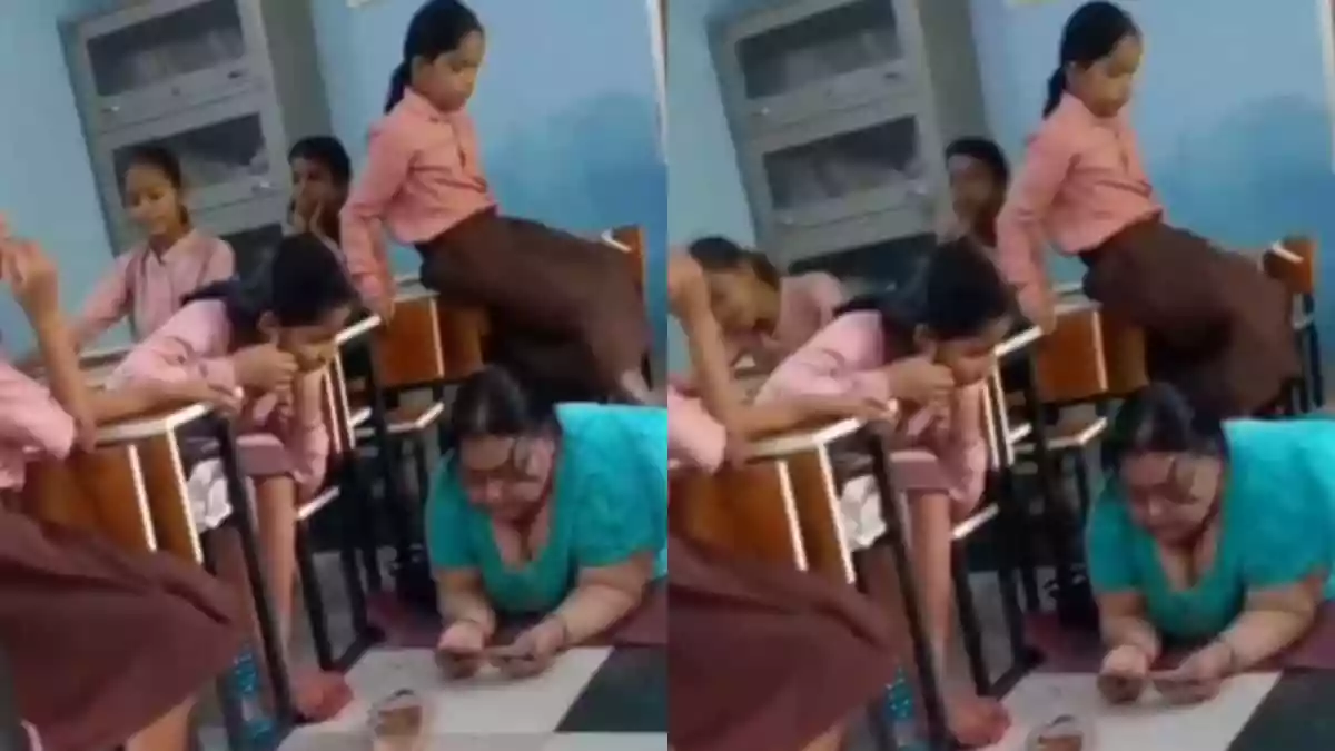UP Headmistress Makes Kids Massage Her In Class Time Using Hands