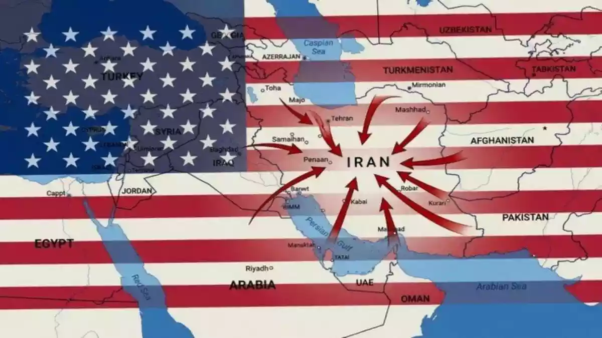 US President Donald Trump on Monday shared a map of West Asia on social media showing an American flag overlay and red arrows pointing towards Iran from