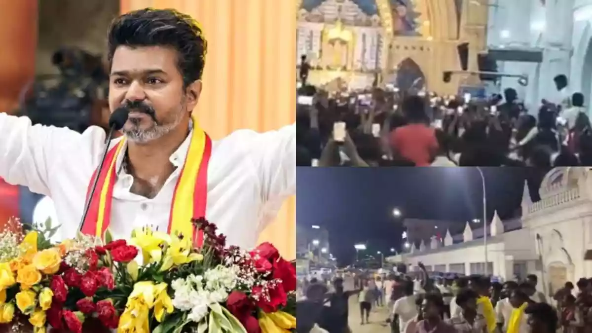 Actor-turned-politician Vijay enjoys a massive fan following and there is no doubt about it. He is currently on a spiritual tour, seeking blessings for his