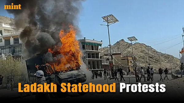 Violence broke out in Leh on September 24 as protesters set fire to the Bharatiya Janata Party office and a CRPF van in the capital of Ladakh. At least four people were killed in the violence and a curfew was imposed in Leh, the largest town and administrative centre of Ladakh.