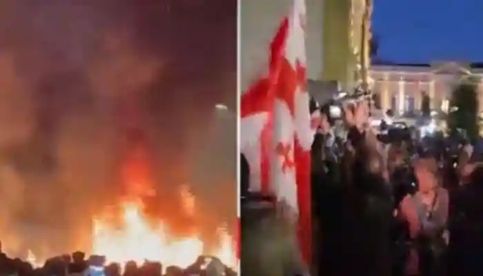 Violence erupted outside the presidential palace in Georgia during demonstrations, as protesters stormed the building to show their defiance. The crowd inside the palace has been setting fires, and clashes continued between protesters and security forces.