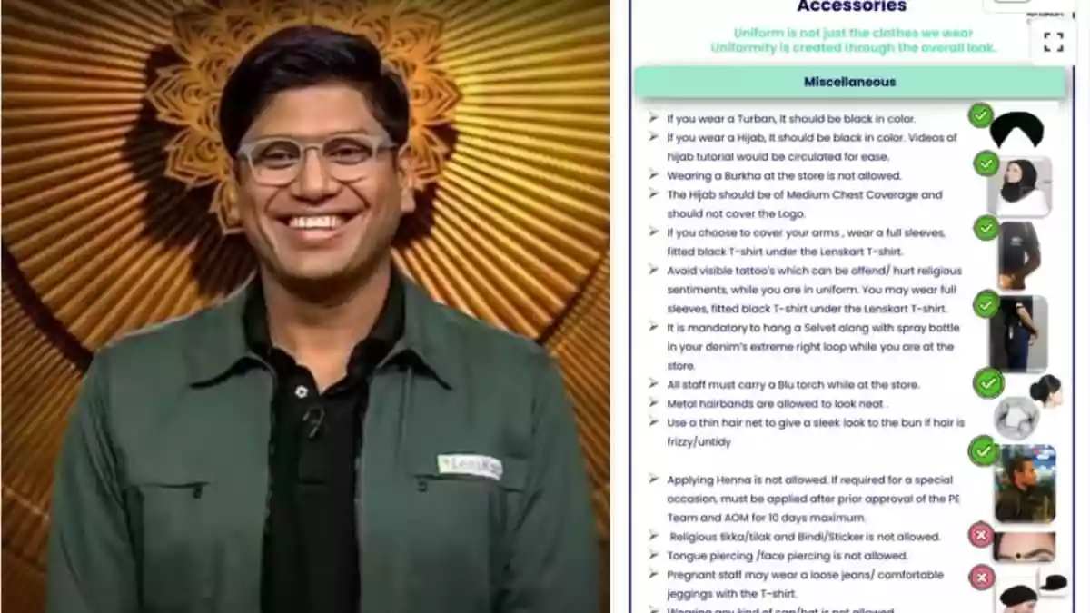 A controversy around Lenskart has drawn attention after a post about its employee dress rules began circulating online. The claim suggested that some religious