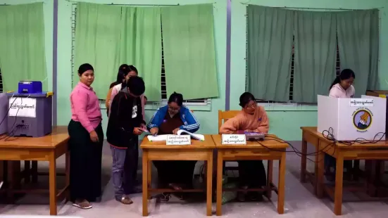 Myanmar is voting in an election widely dismissed as a sham, with major political parties dissolved, many of their leaders jailed and as much as half the