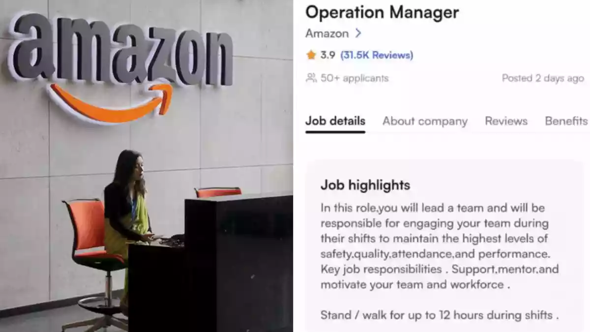 Amazon is facing online criticism after a job listing for an operations manager role in Hyderabad stated that employees may need to “stand/walk for up to 12