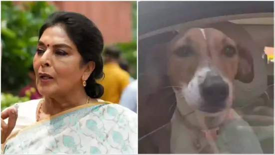 Congress MP Renuka Chowdhury on Monday brought her pet dog to the Parliament, sparking sharp reactions from BJP members. The episode came as the Winter Session
