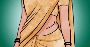 A</strong> large scar ran from the middle of his stomach to the middle of his back, across his left. Walking past the bare-chested elderly man