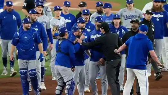 Tensions flared during Game 7 of the World Series on Saturday night when benches cleared in the fourth inning after a heated exchange between Toronto Blue Jays