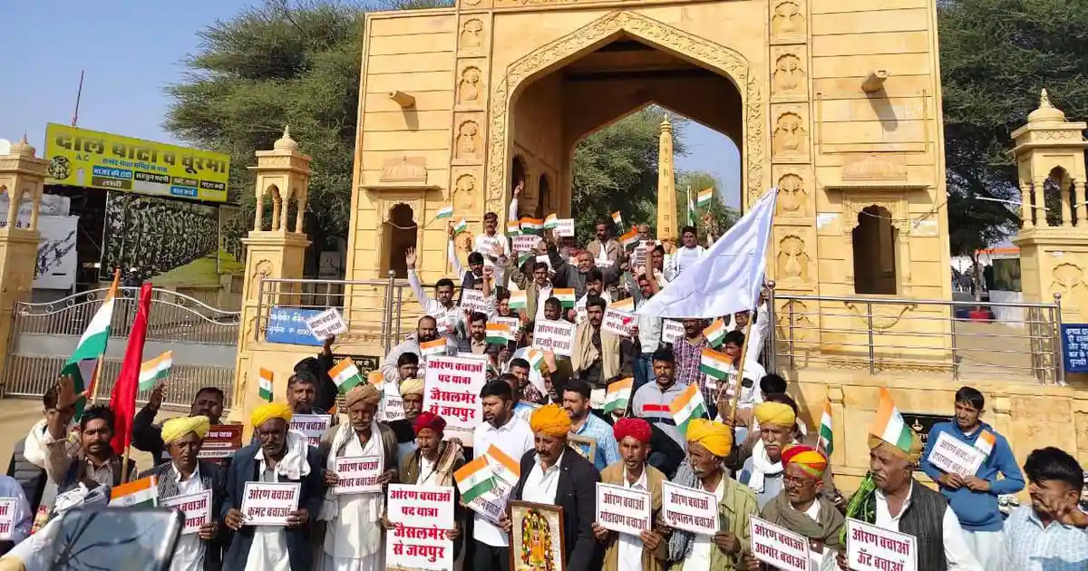 On the morning of January 21, a group of around 70 people stood in front of the Tanot Mata temple in Rajasthan's Jaisalmer district