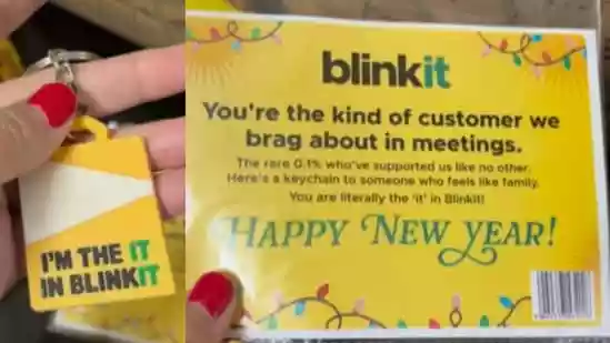A New Year delivery from Blinkit turned into a heartwarming moment for a customer after a small surprise inside the delivery bag caught her attention