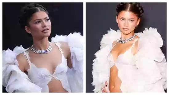 Zendaya channels mythic drama in an all-white Louis Vuitton look for The Odyssey