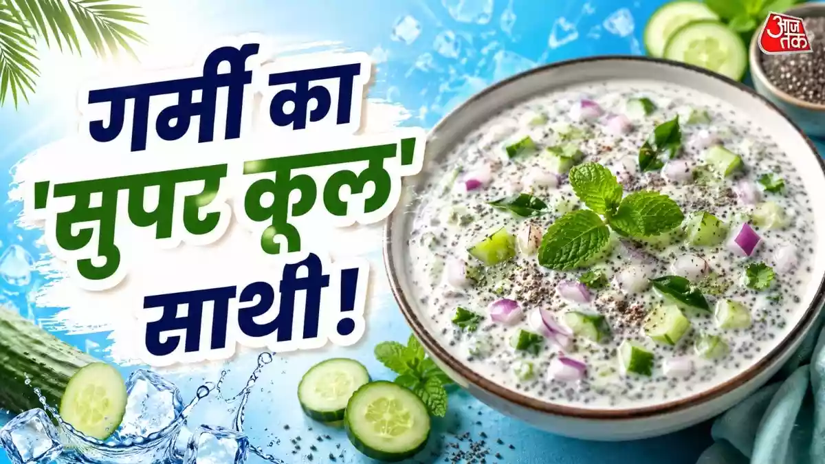 Cucumber-Chia Seeds Raita: भीषण गर्मी और बढ़ते तापमान में पेट को ठंडा रखने के लिए आप खाने के साथ चिया सीड्स और खीरे का रायता ट्राई कर सकते हैं. ये न सिर्फ स्वाद में लाजवाब है, बल्कि शरीर को डिहाइड्रेशन
