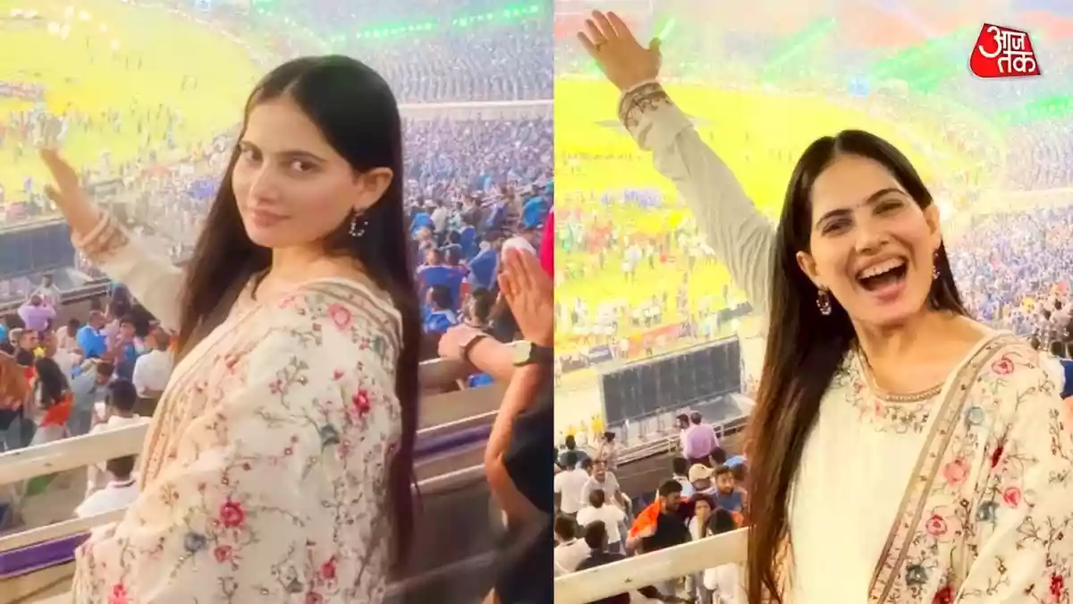 काली बिंदी लगा T20 मैच देखने पहुंचीं जया किशोरी
