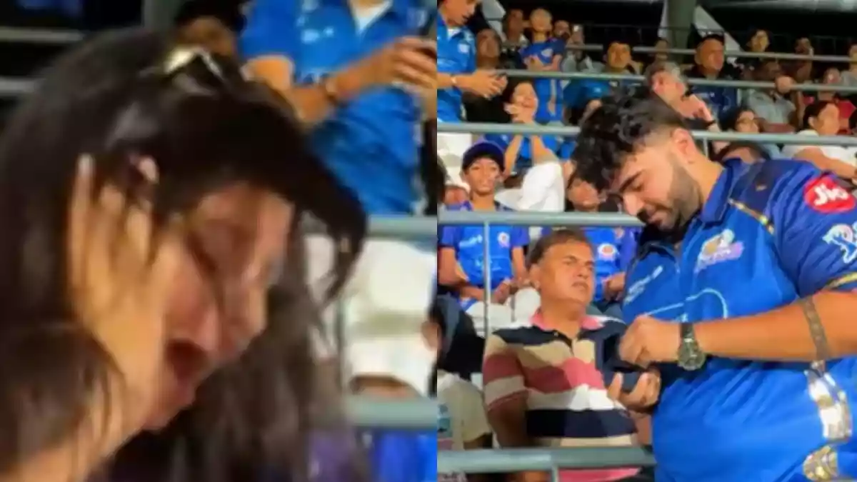MI फैन ने KKR की जर्सी पहनी लड़की को किया प्रपोज