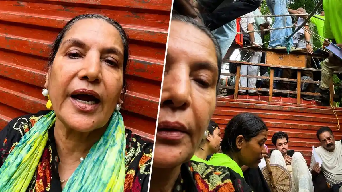 ट्रक में बैठीं शबाना आजमी